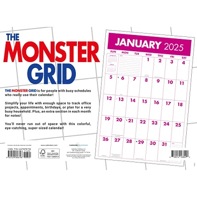 Monster Grid Deluxe Wall 2025 Calendar