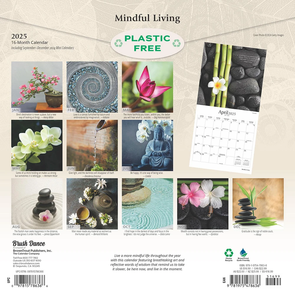 Mindful Living Wall 2025 Calendar