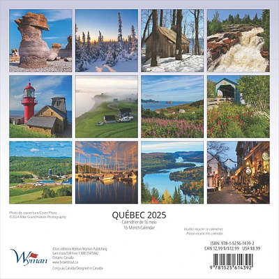 Quebec Bilingual Mini 2025 Calendar