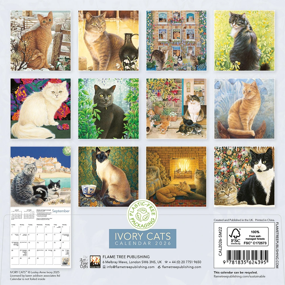 Ivory Cats 2026 Mini Calendar - Online Exclusive