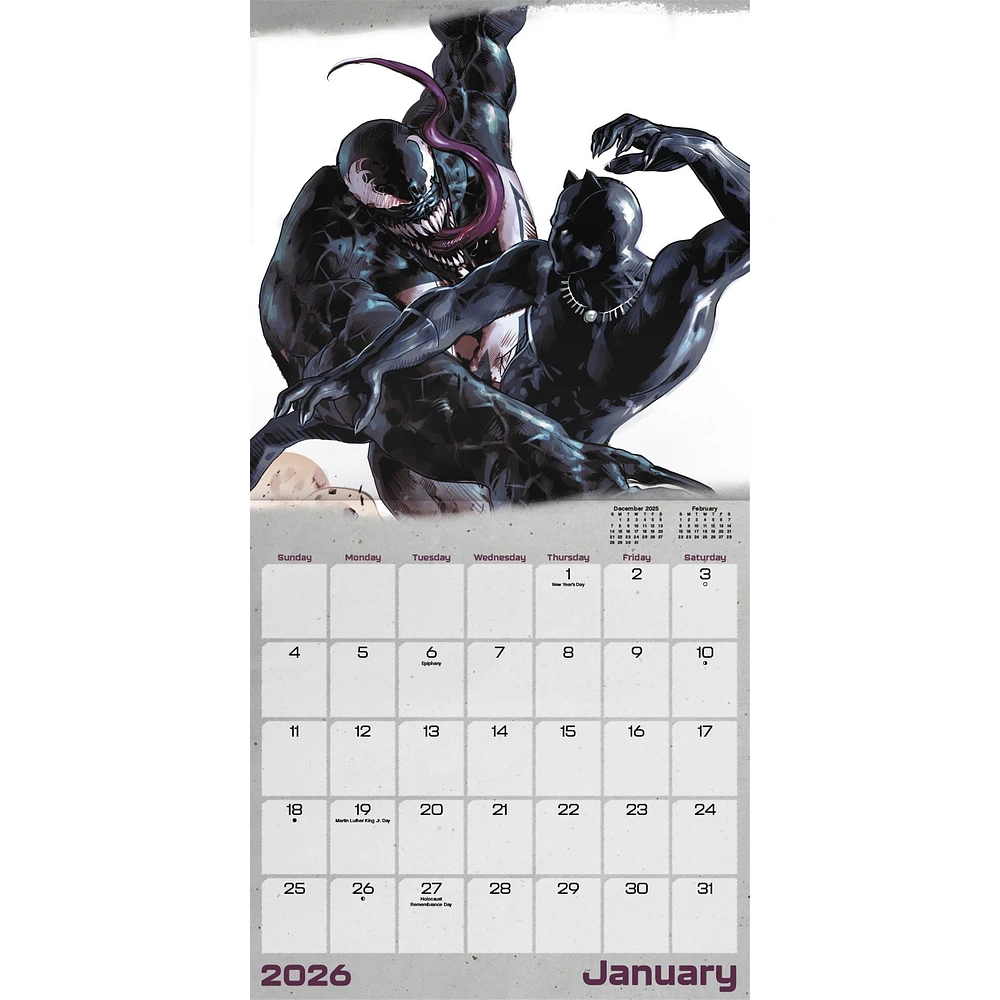 Marvel Heroes Vs Villains 2026 Wall Calendar