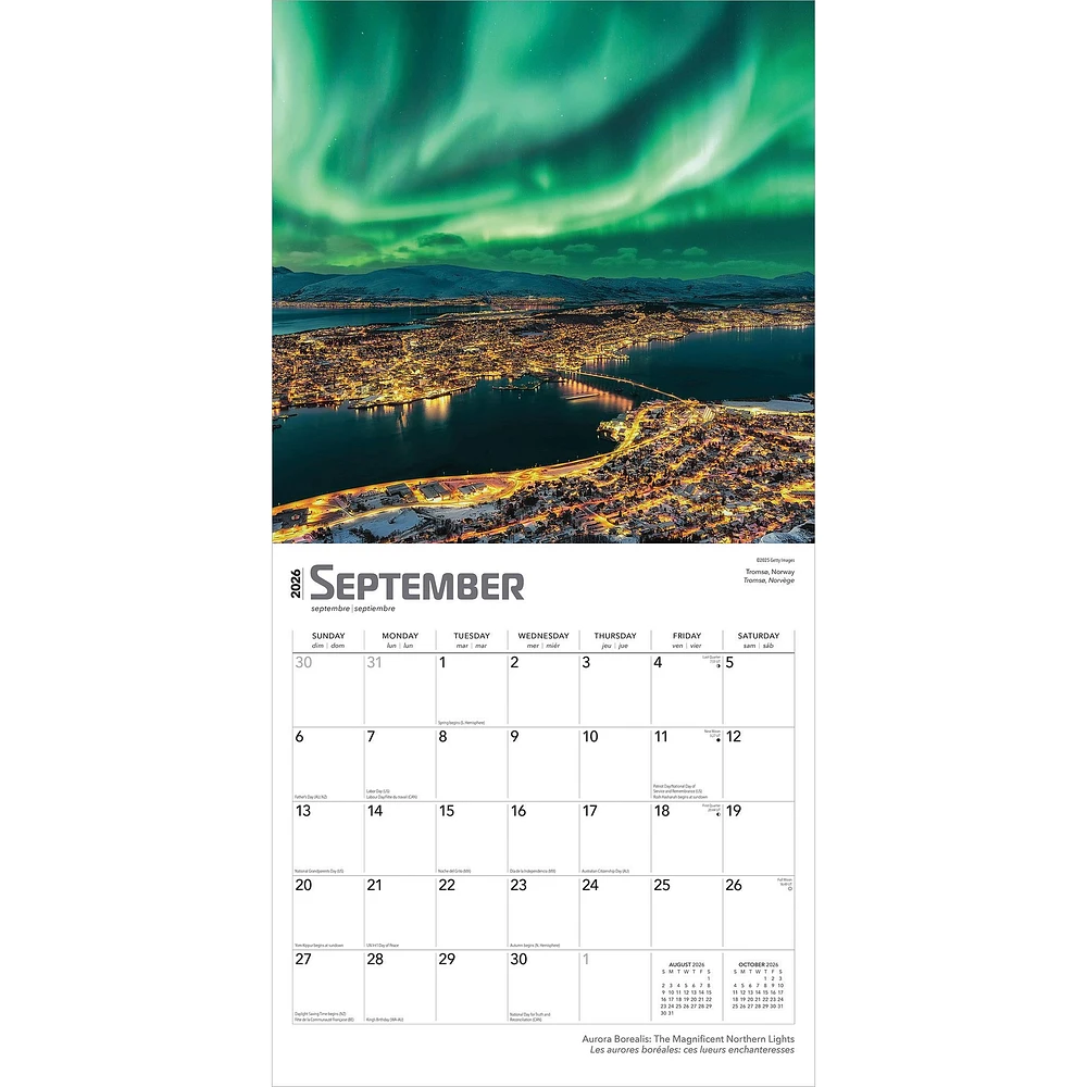 Aurora Borealis Bilingual 2026 Wall Calendar - Online Exclusive
