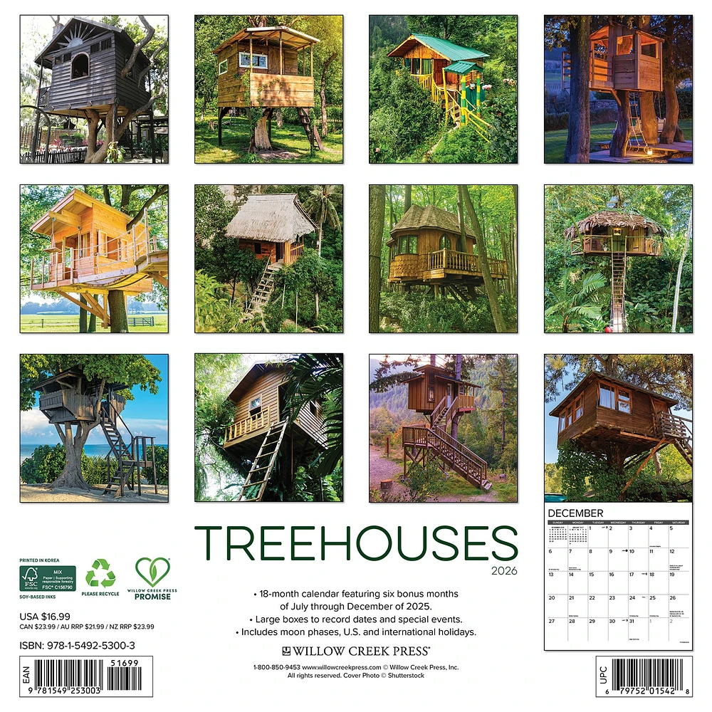 Treehouses 2026 Wall Calendar