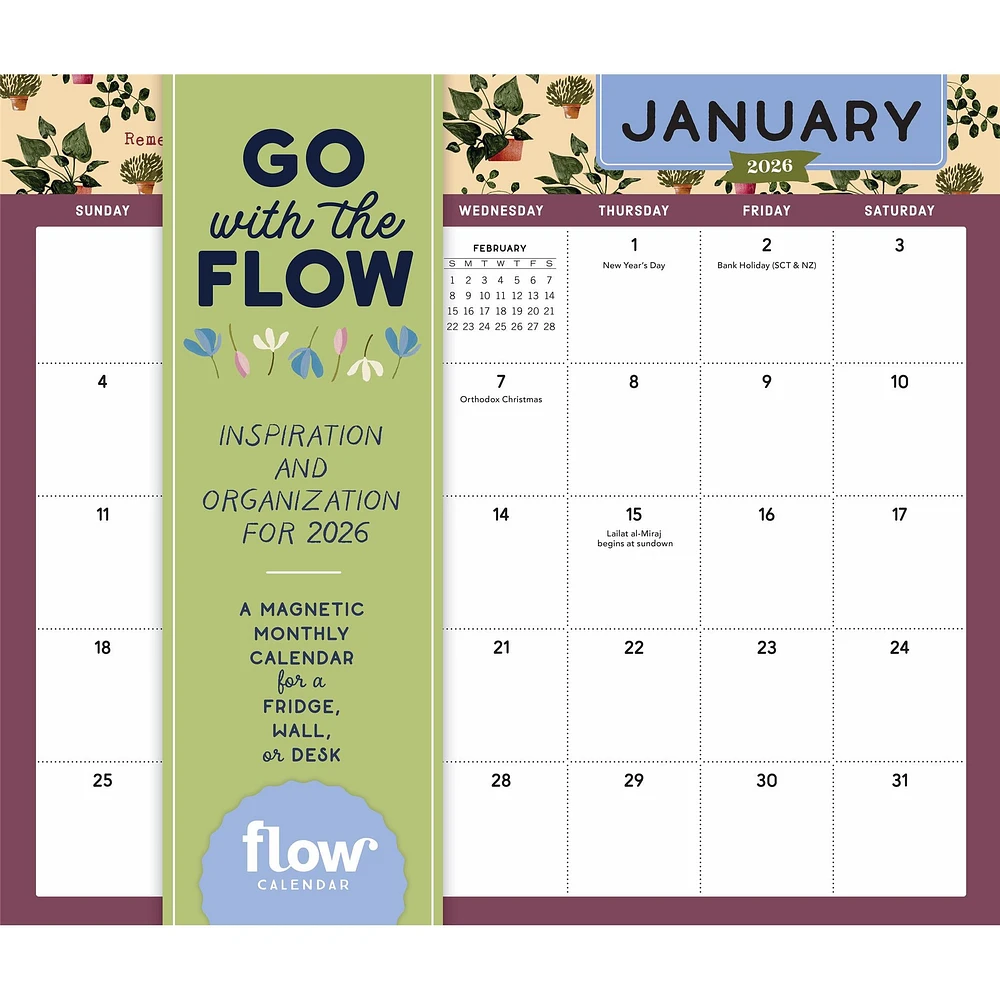 Go With The Flow 2026 Mini Magnetic Calendar - Online Exclusive
