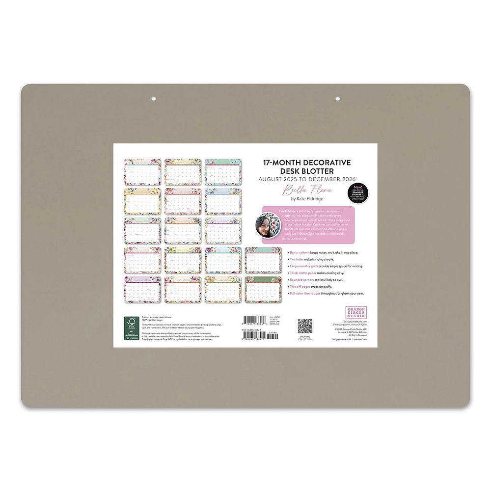 Bella Flora 2026 Decorative Desk Pad Calendar