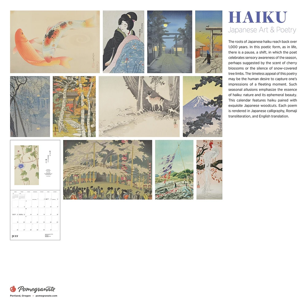 Japanese Art And Poetry 2026 Special Edition Wall Calendar with Print