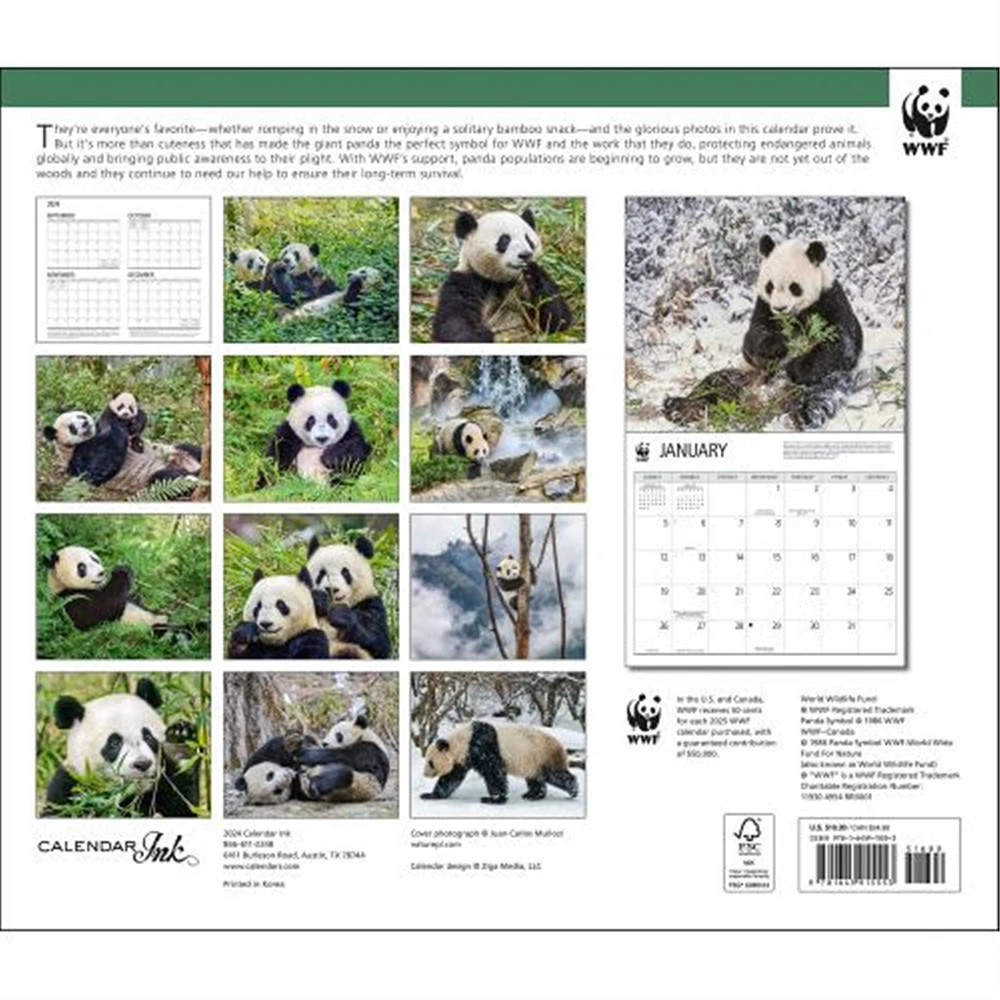 Giant Pandas World Wildlife Fund Wall 2025 Calendar