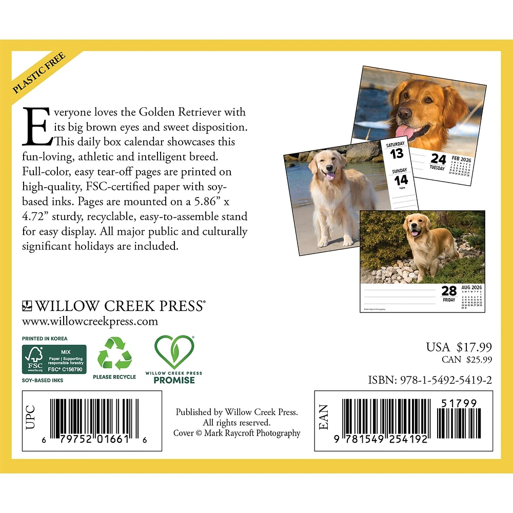 Just Goldens 2026 Box Calendar
