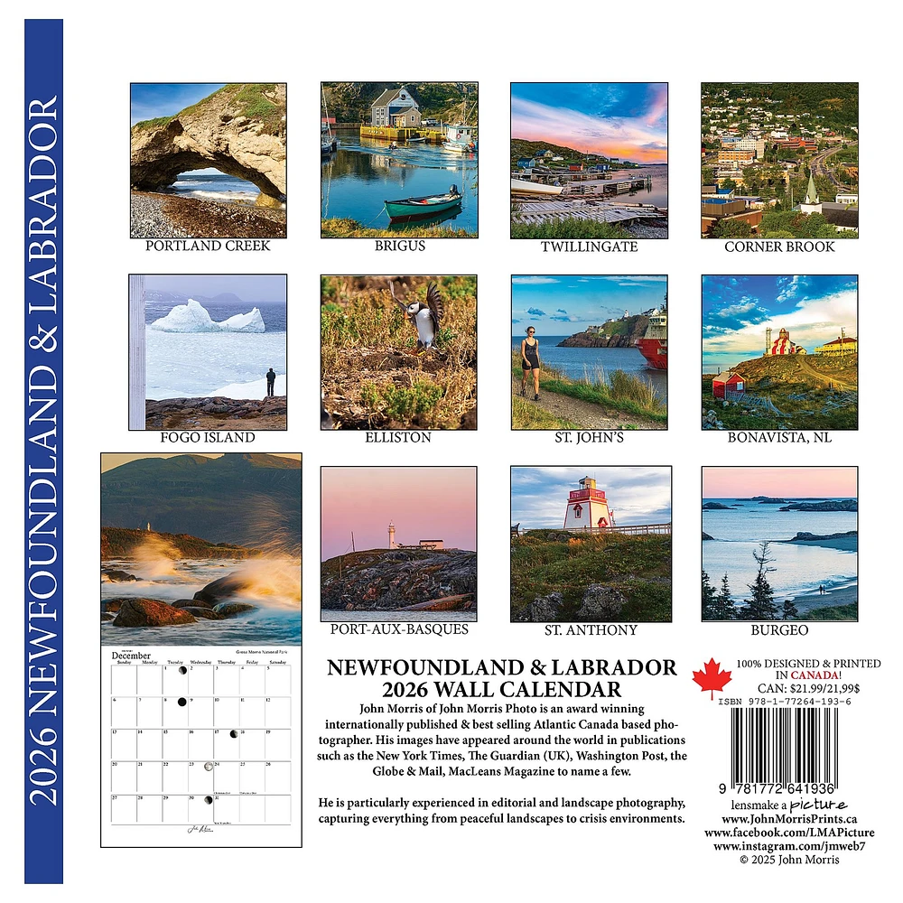 Newfoundland And Labrador 2026 Wall Calendar