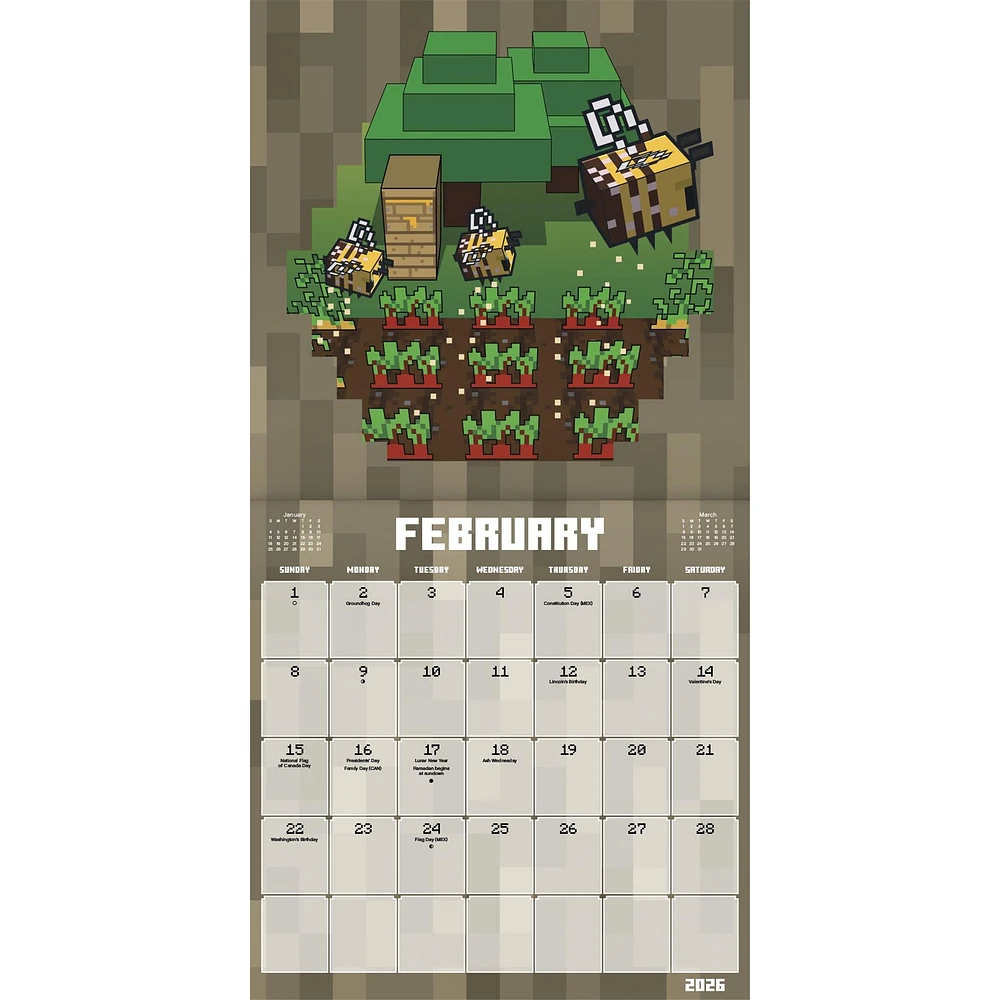 Minecraft Exclusive with Decal 2026 Deluxe Wall Calendar
