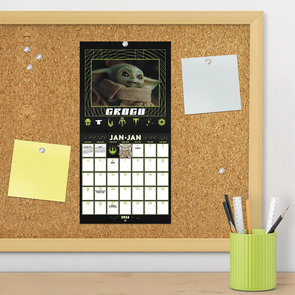 Star Wars Mandalorian Grogu Bilingual 2026 Mini Calendar