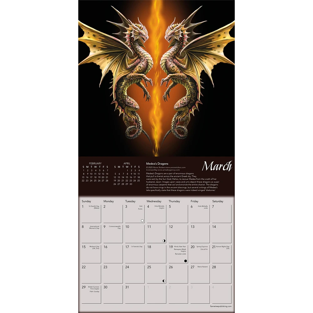 Anne Stokes: Dragon Legends Of The World 2026 Mini Calendar