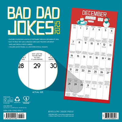 Bad Dad Jokes Wall 2025 Calendar