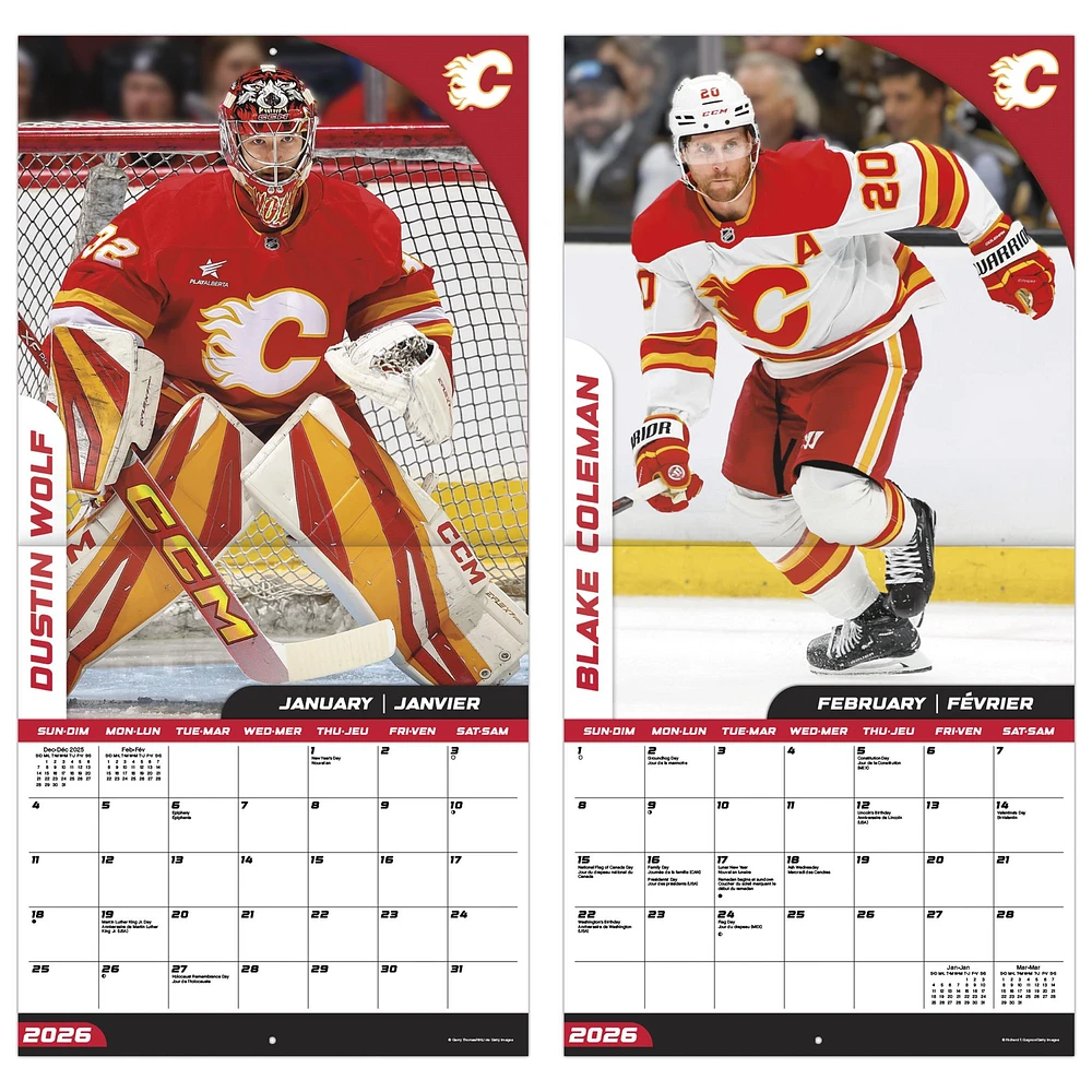 NHL Calgary Flames Bilingual 2026 Wall Calendar
