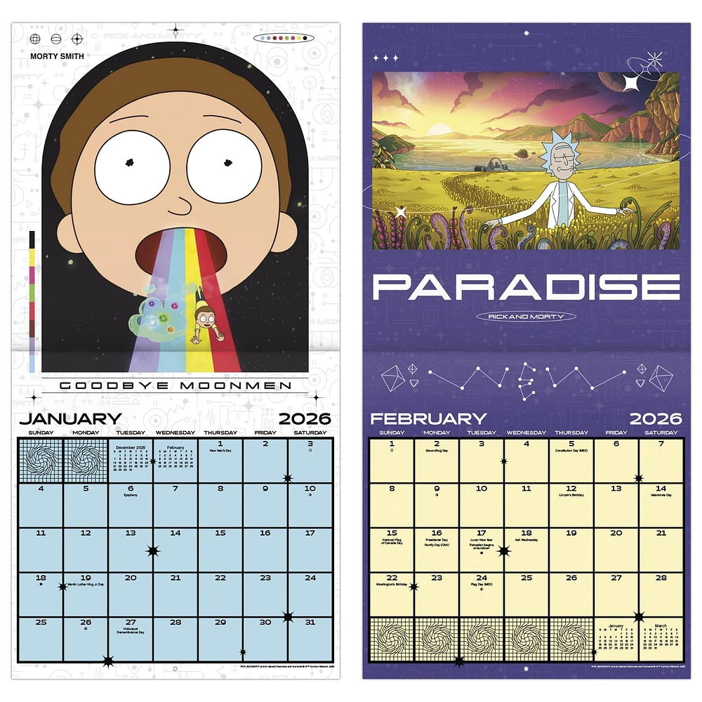 Rick And Morty 2026 Wall Calendar