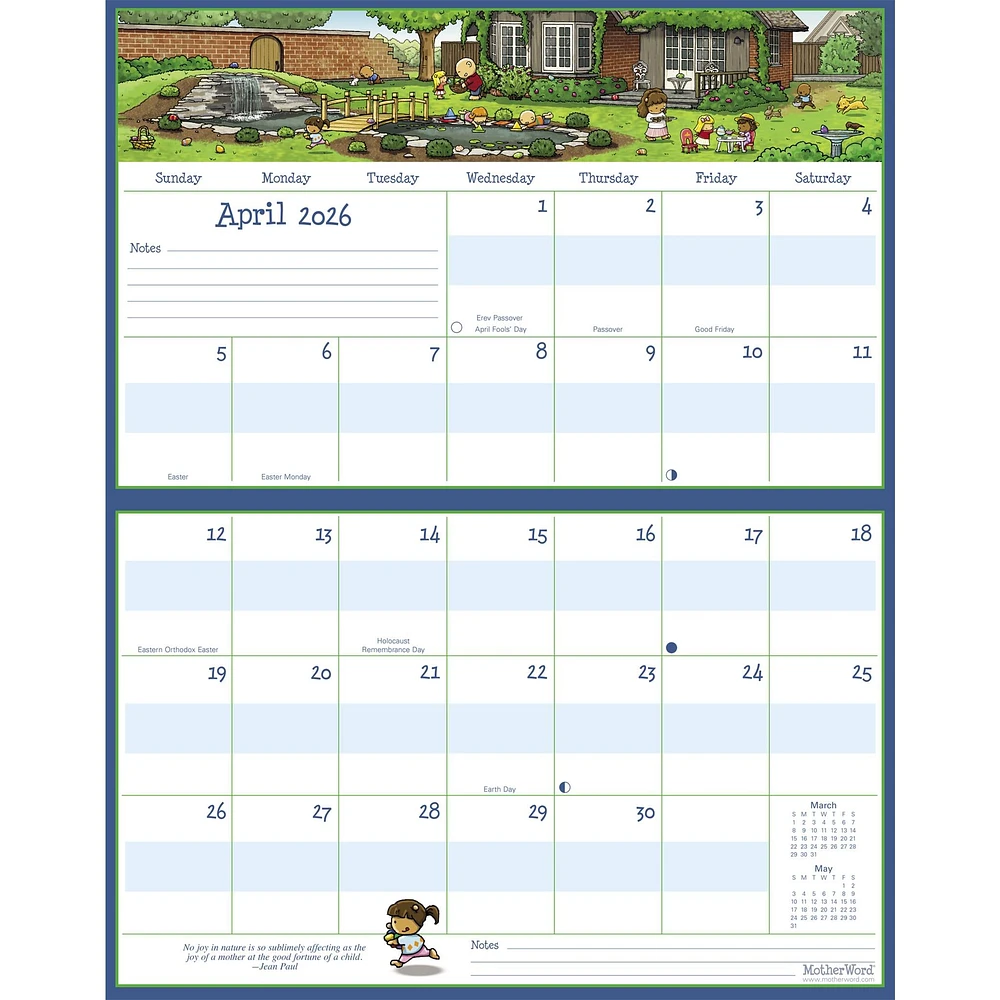 Motherword Magnetic Fridge English 2026 Wall Calendar