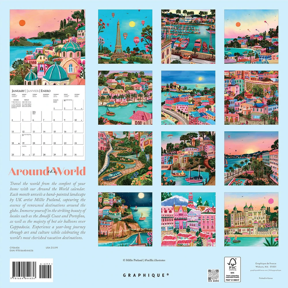 Around The World 2026 Wall Calendar - Online Exclusive