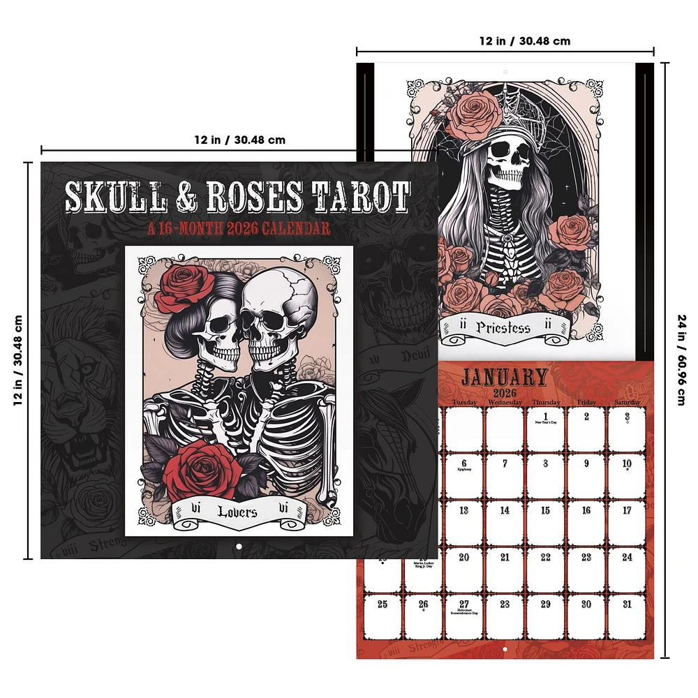 Tarot - Skulls & Roses 2026 Wall Calendar - Online Exclusive