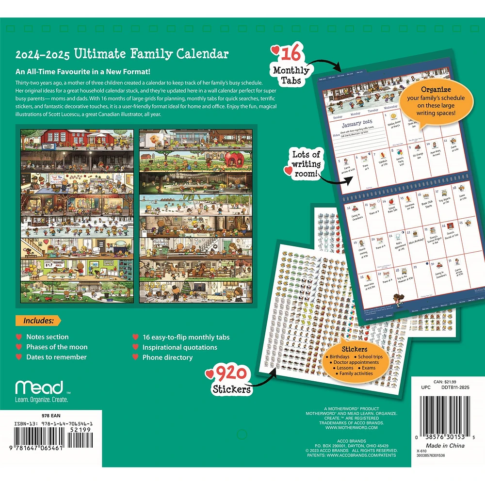 Motherword Tabbed English Wall 2025 Calendar