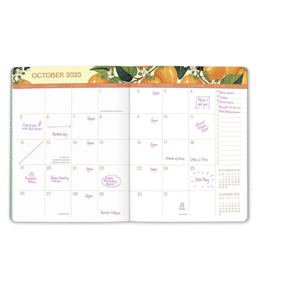 Fruit And Flora Just Right Monthly Planner 2025 Calendar