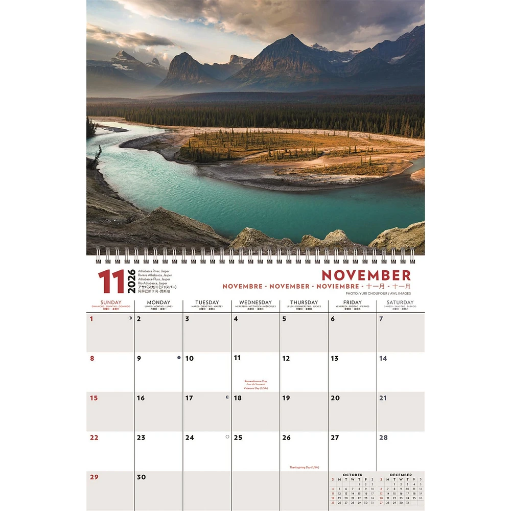 Canadian Rockies Multi Language 2026 Wall Calendar