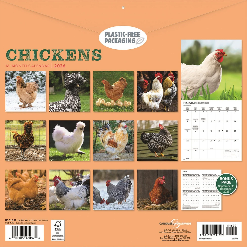 Chickens 2026 Wall Calendar