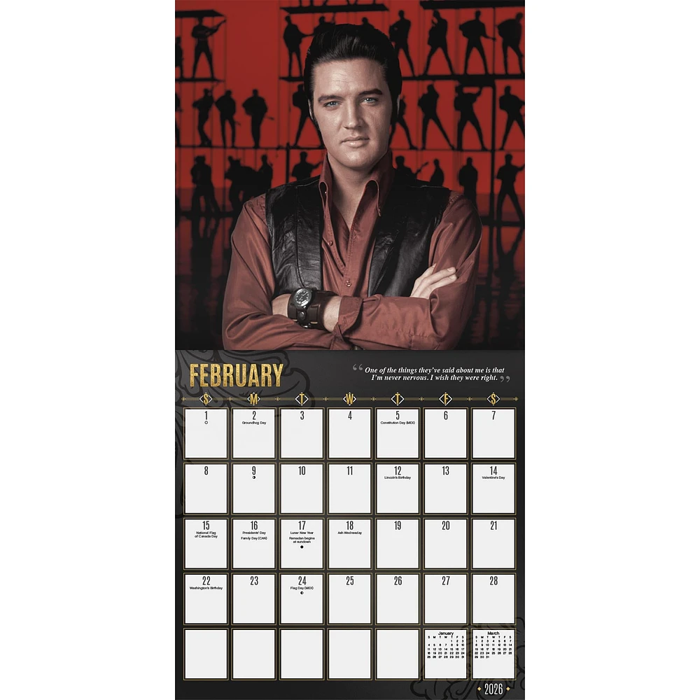 Elvis Presley Collectors Edition 2026 Wall Calendar - Online Exclusive