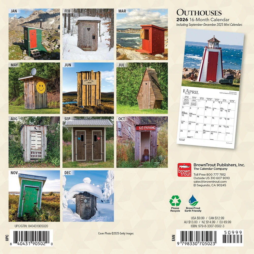 Outhouses 2026 Mini Calendar