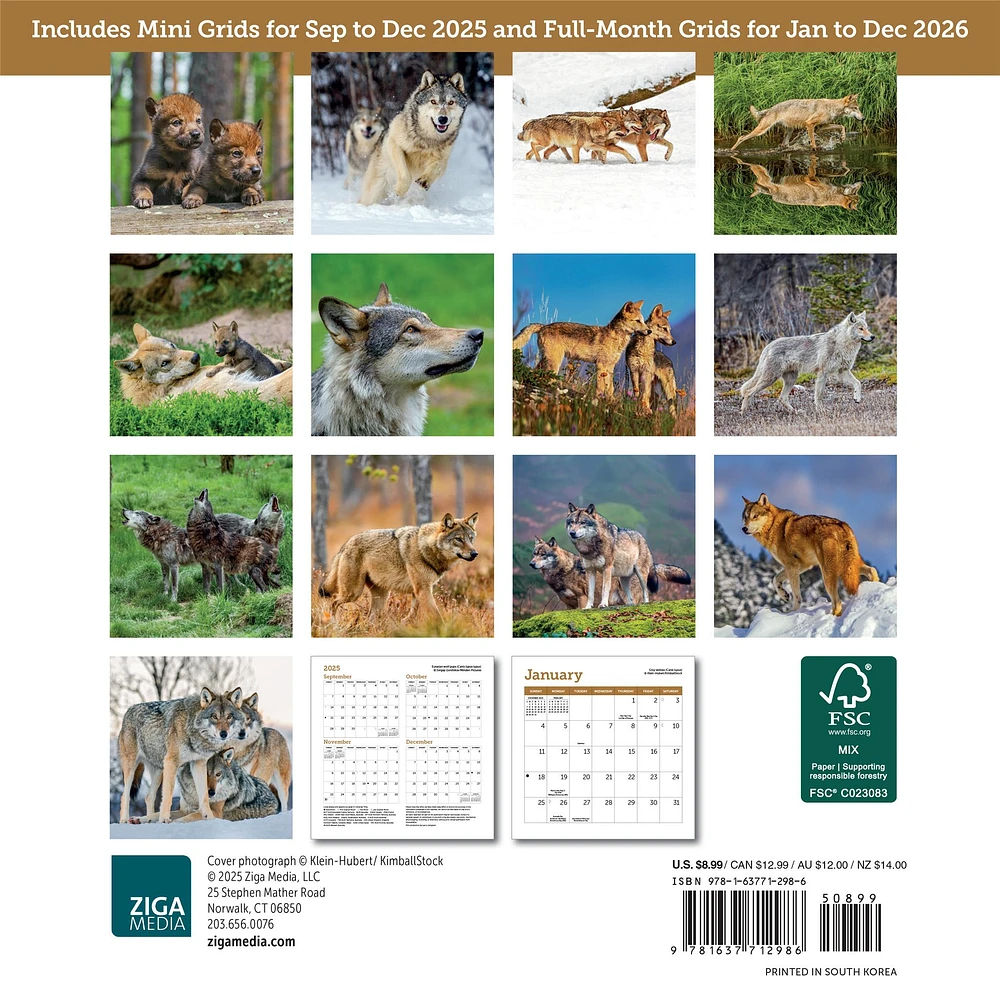 Wolves 2026 Mini Calendar