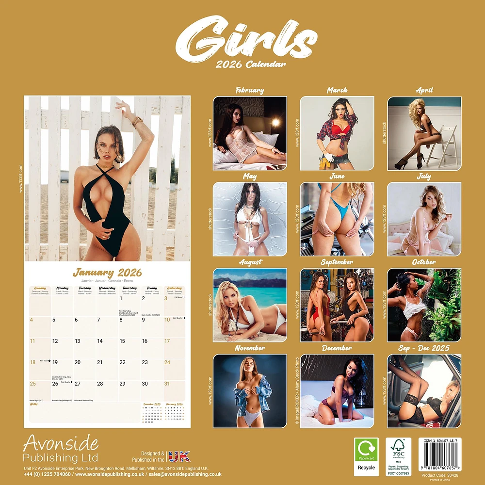 Girls 2026 Wall Calendar