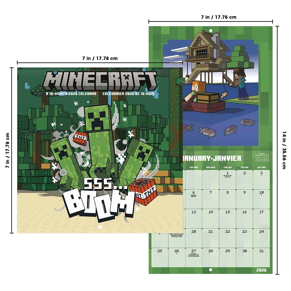 Minecraft Bilingual 2026 Mini Calendar