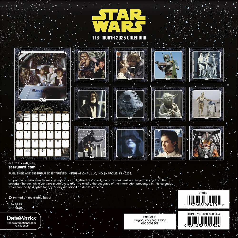 Star Wars Mini 2025 Calendar