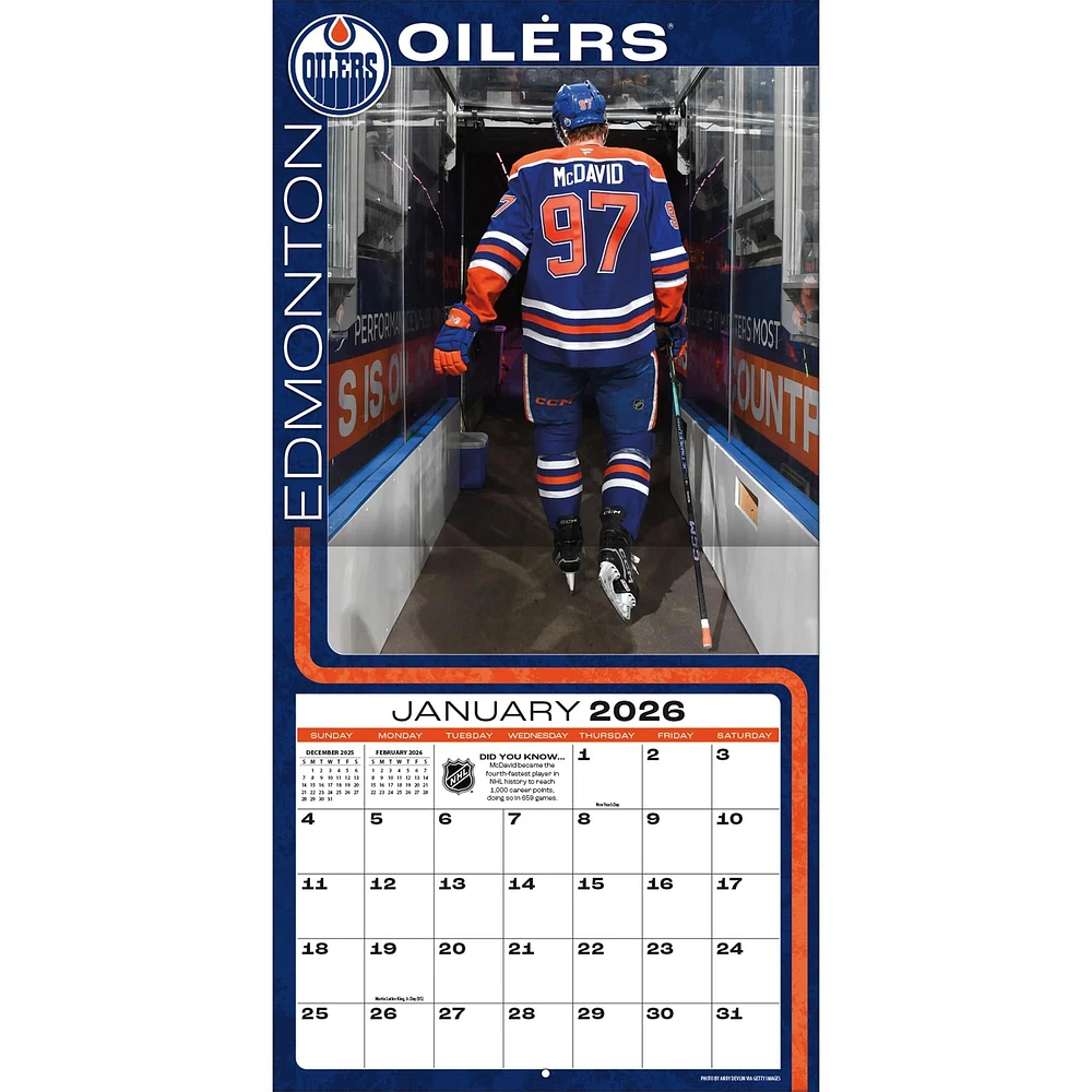 NHL Connor Mcdavid Edmonton Oilers 2026 Wall Calendar