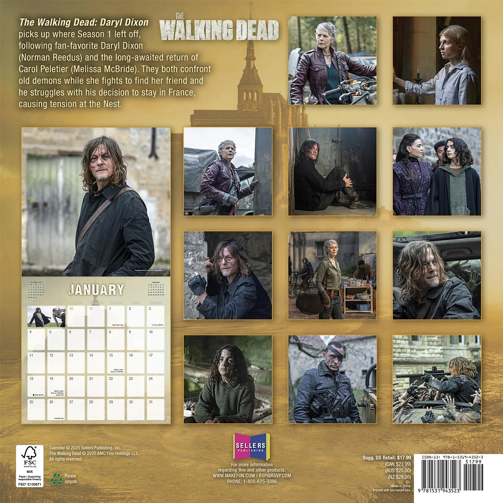 The Walking Dead Daryl Dixon 2026 Wall Calendar