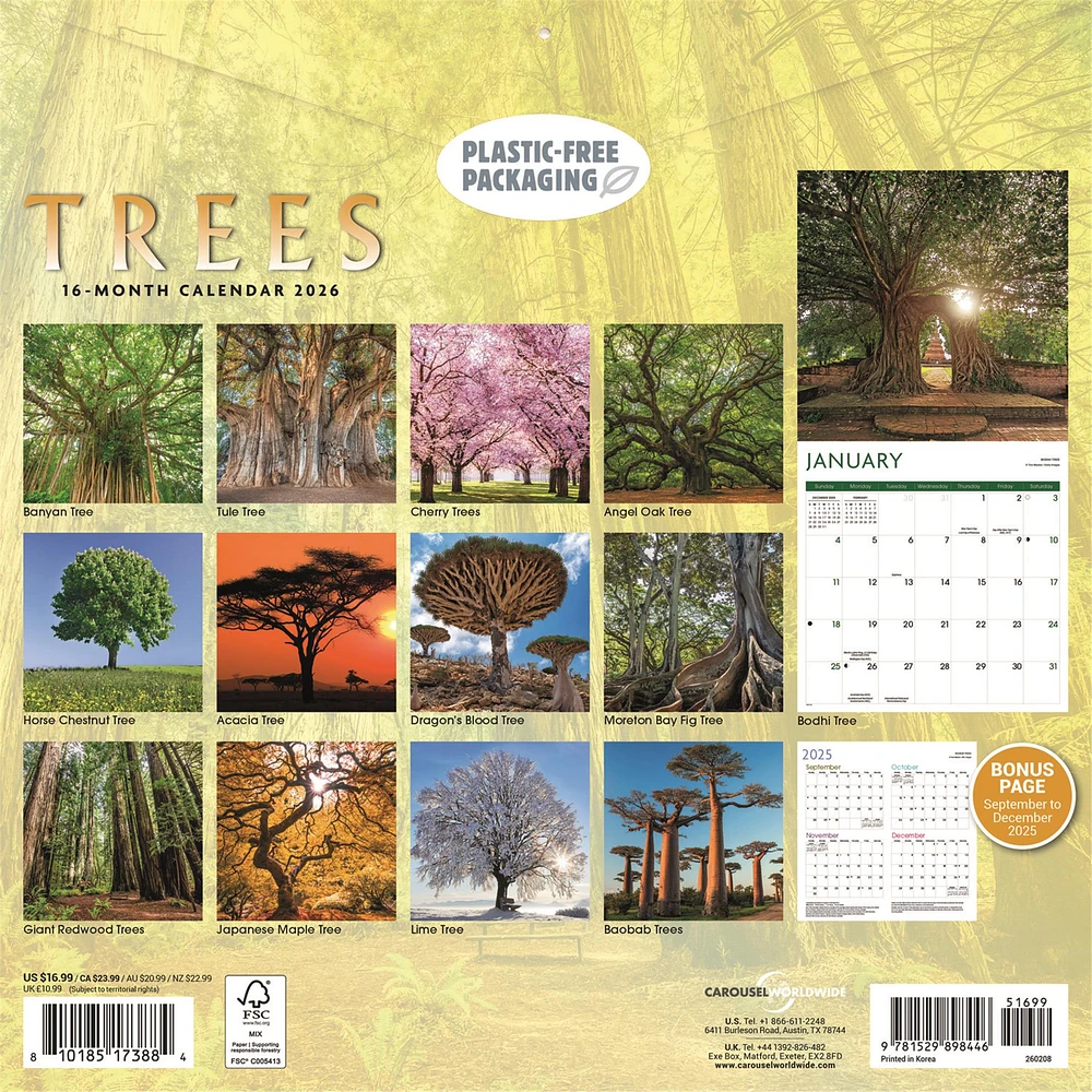 Trees 2026 Wall Calendar