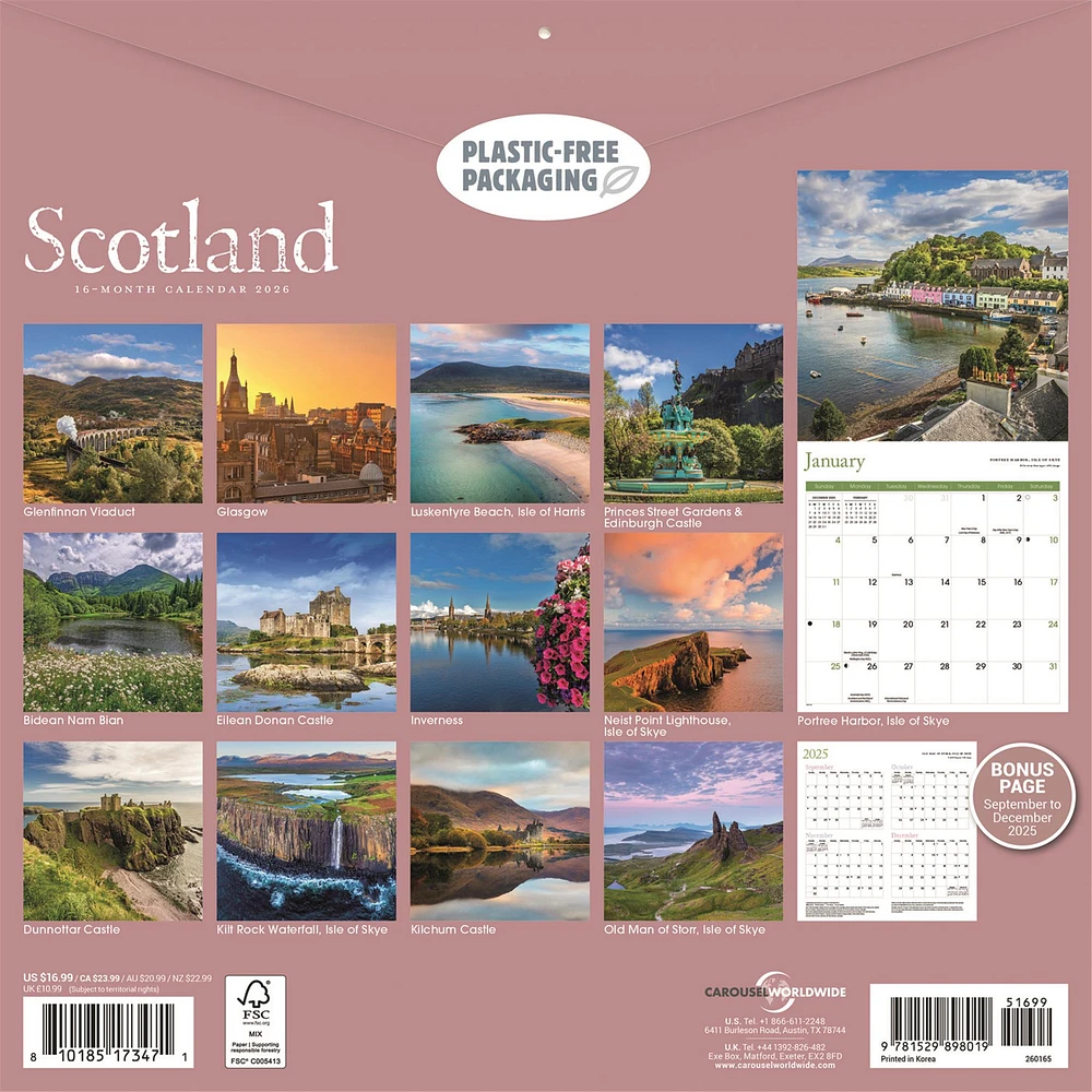 Scotland 2026 Wall Calendar