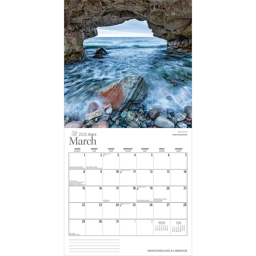 Newfoundland And Labrador 2026 Wall Calendar