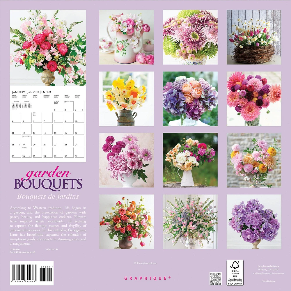 Garden Bouquets 2026 Wall Calendar