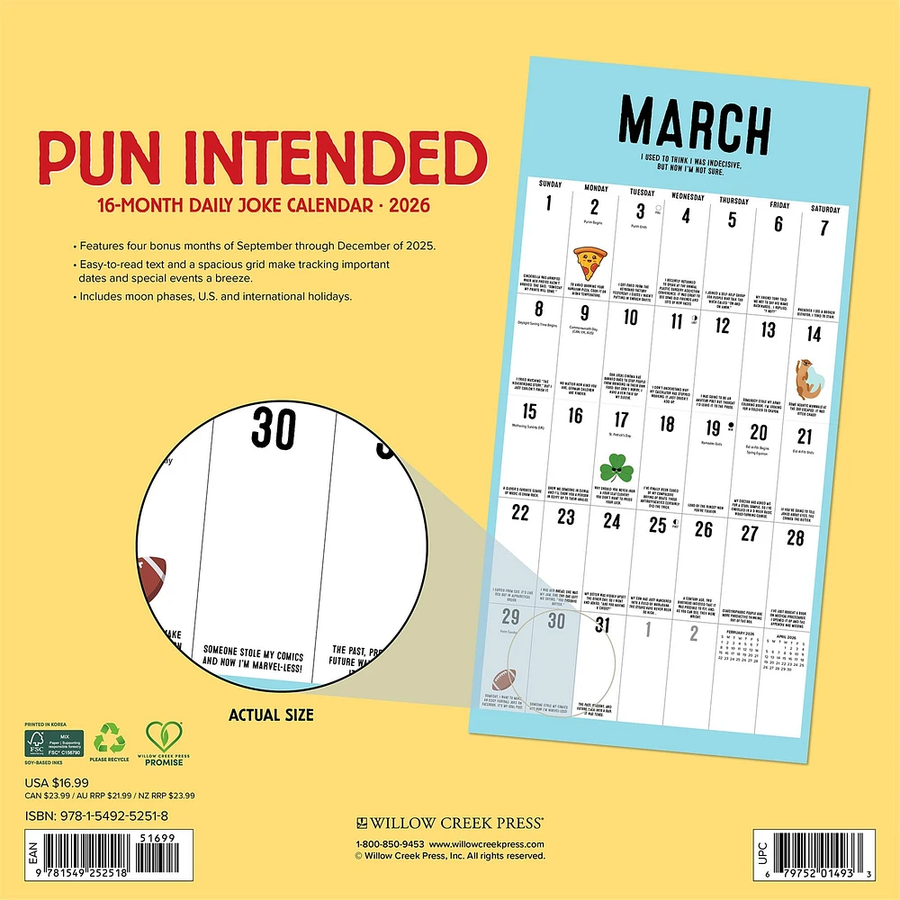 Pun Intended 2026 Wall Calendar