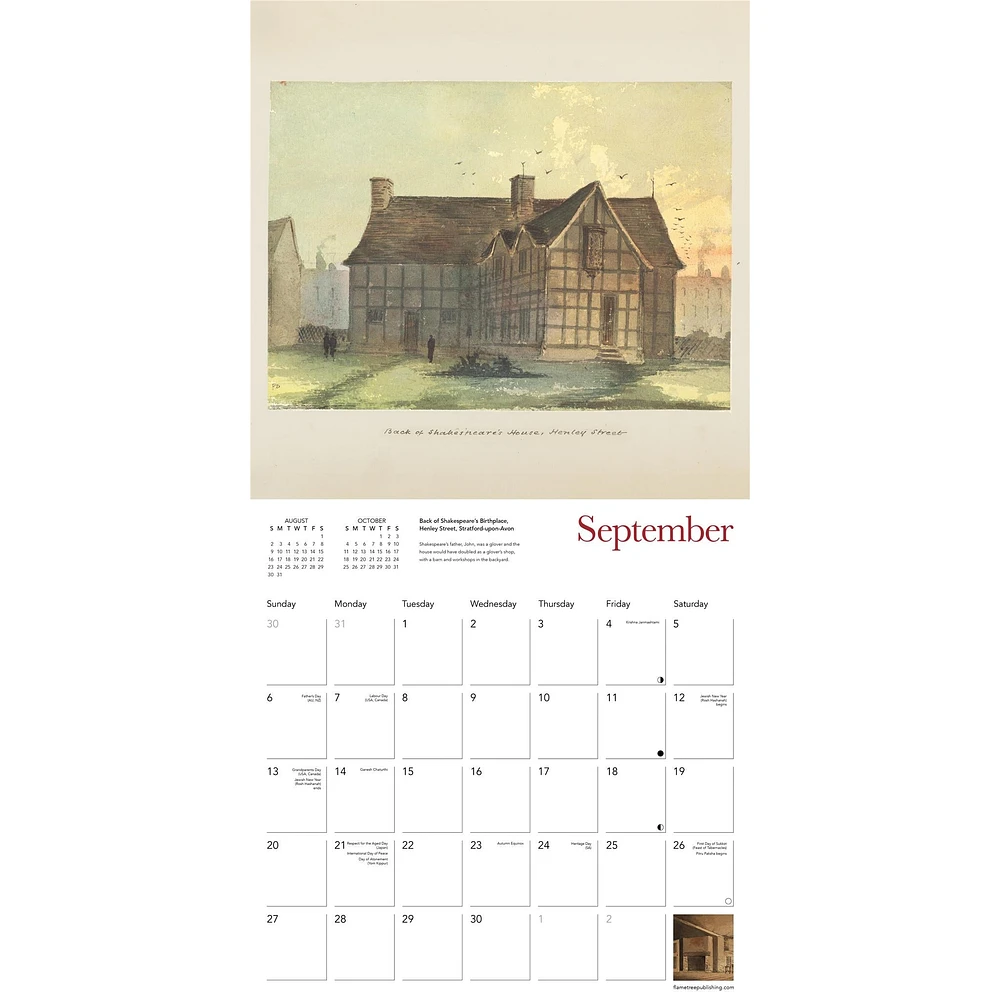 Shakespeare Birthplace Trust: Shakespeare Homes And Haunts 2026 Wall Calendar - Online Exclusive