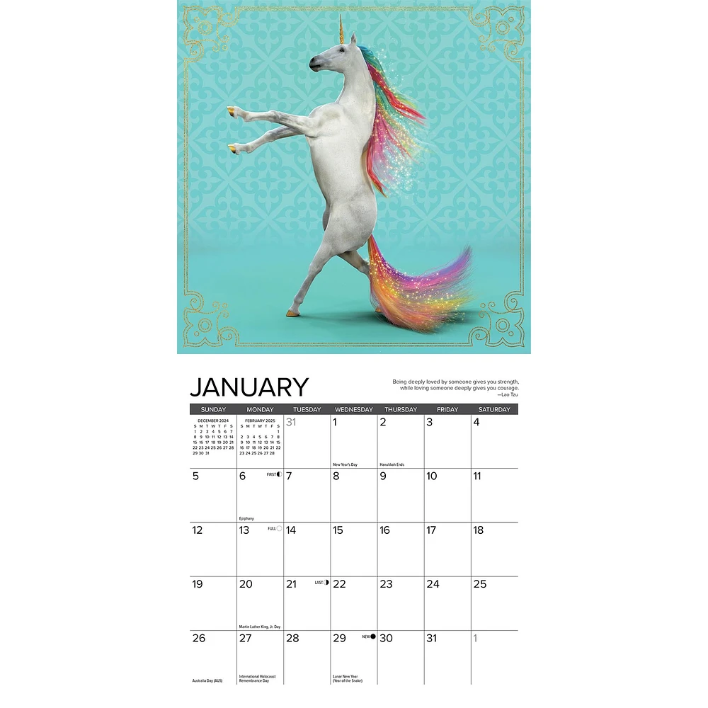 Unicorn Yoga Mini 2025 Calendar