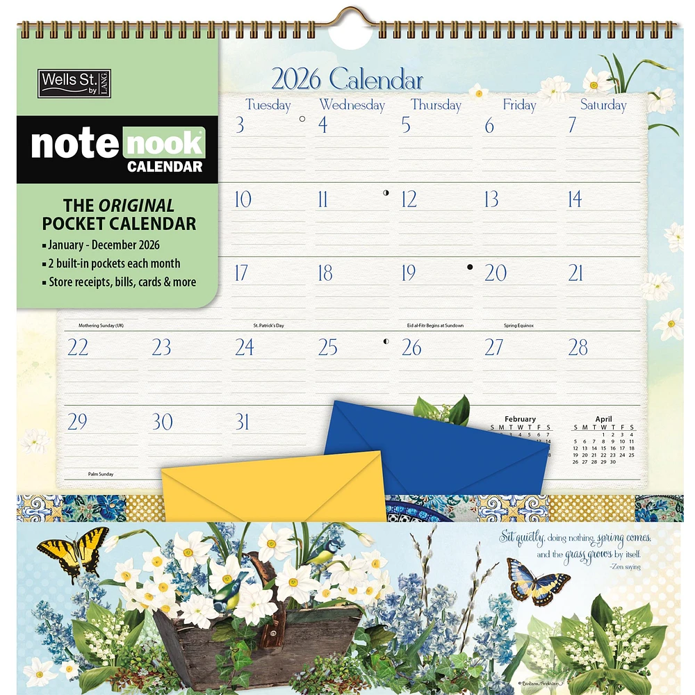 Botanical Gardens Note Nook 2026 Wall Calendar
