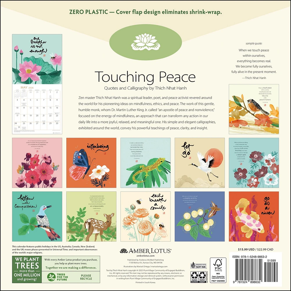 Thich Nhat Hanh 2026 Wall Calendar