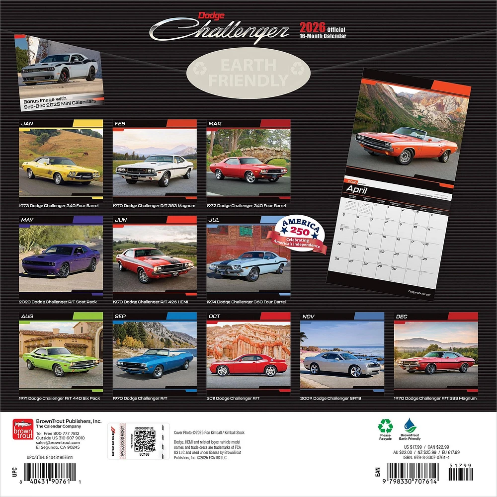 Dodge Challenger 2026 Wall Calendar