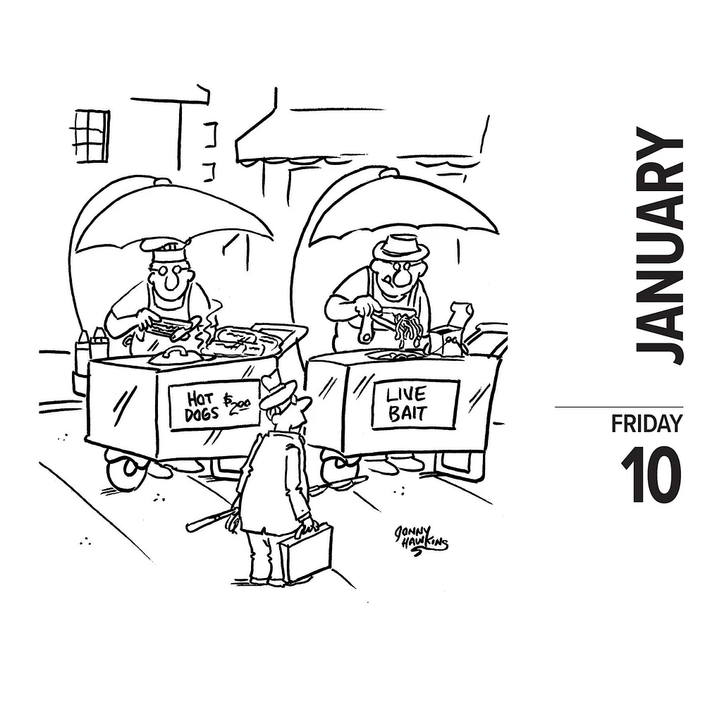 Fishing Cartoon A Day By Jonny Hawkins Box 2025 Calendar