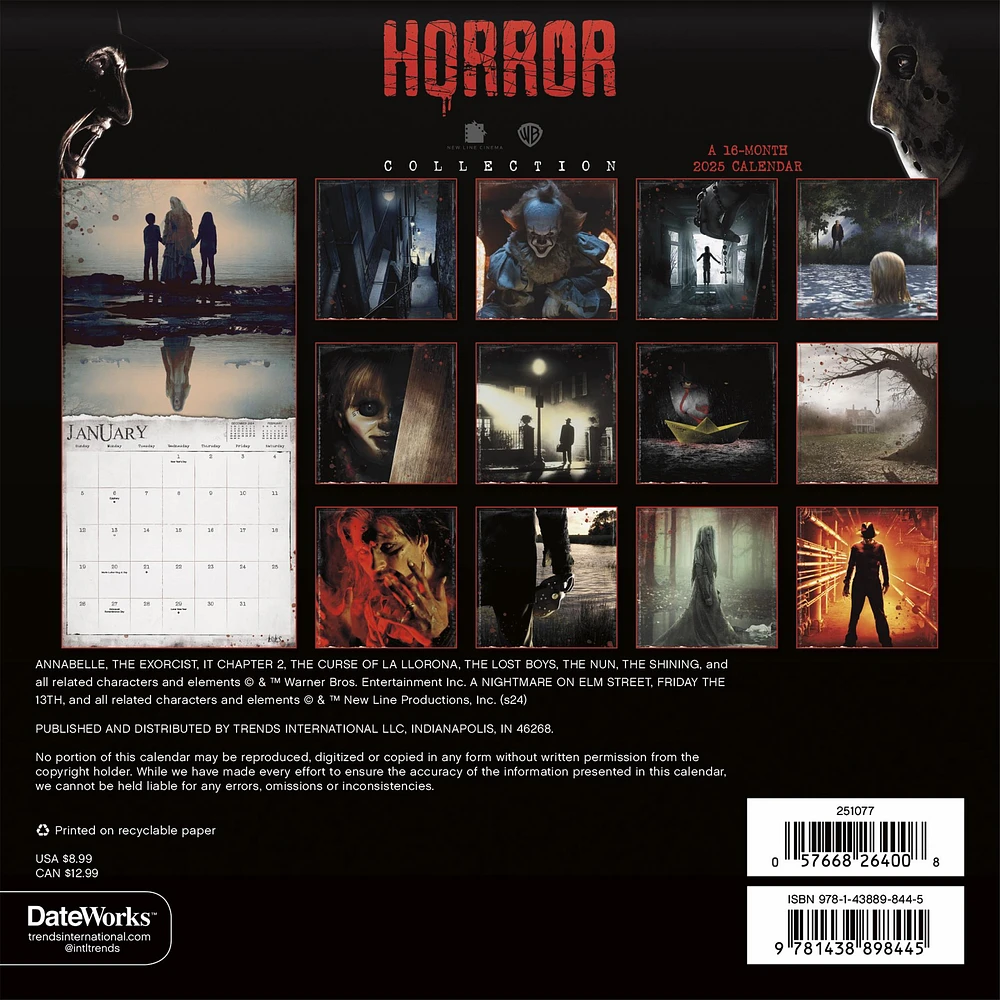 Horror Collection Mini 2025 Calendar