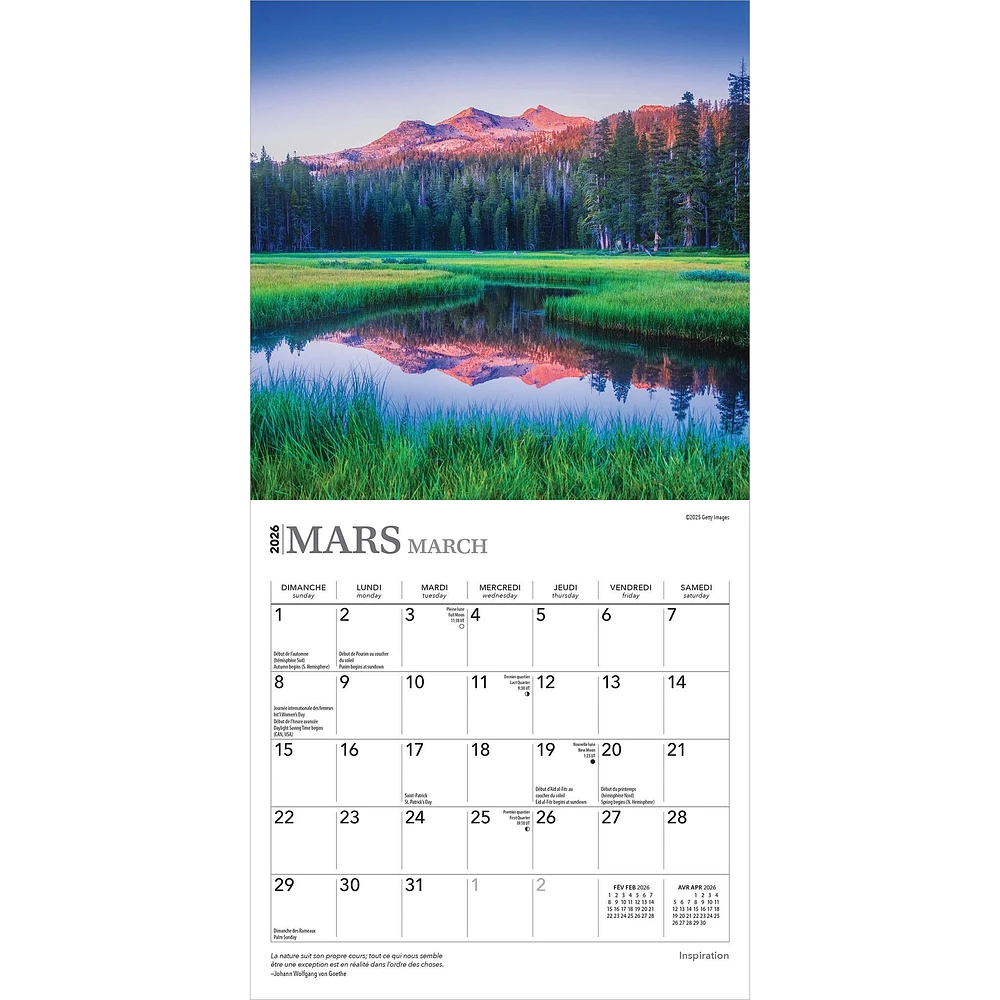 Inspiration 2026 Mini Calendar (French)