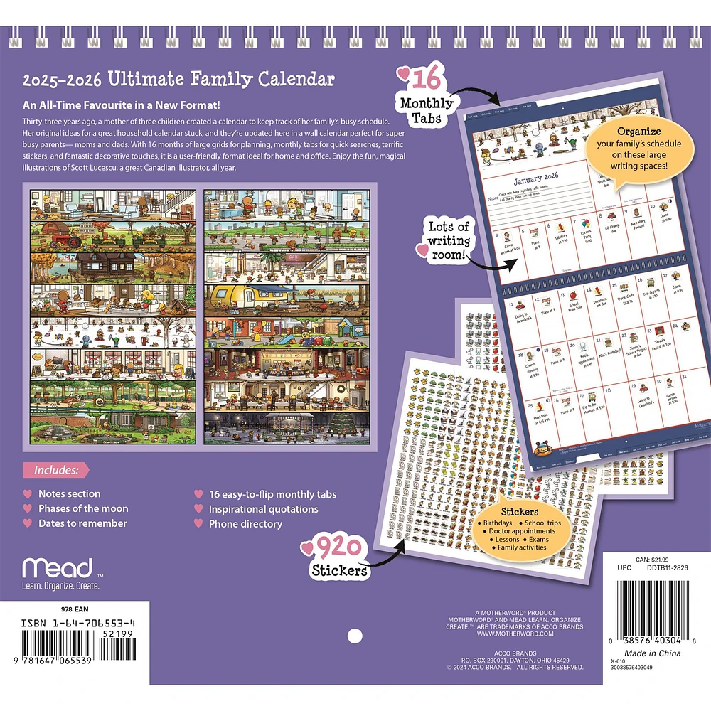 Motherword Tabbed English 2026 Wall Calendar