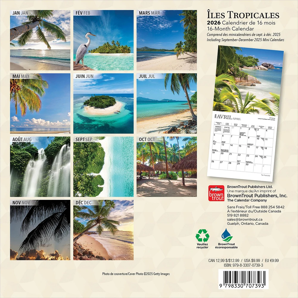 Iles Tropicales 2026 Mini Calendar (French)