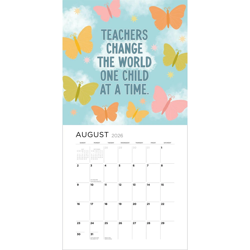 Teaching Is A Work Of Heart 2026 Wall Calendar - Online Exclusive